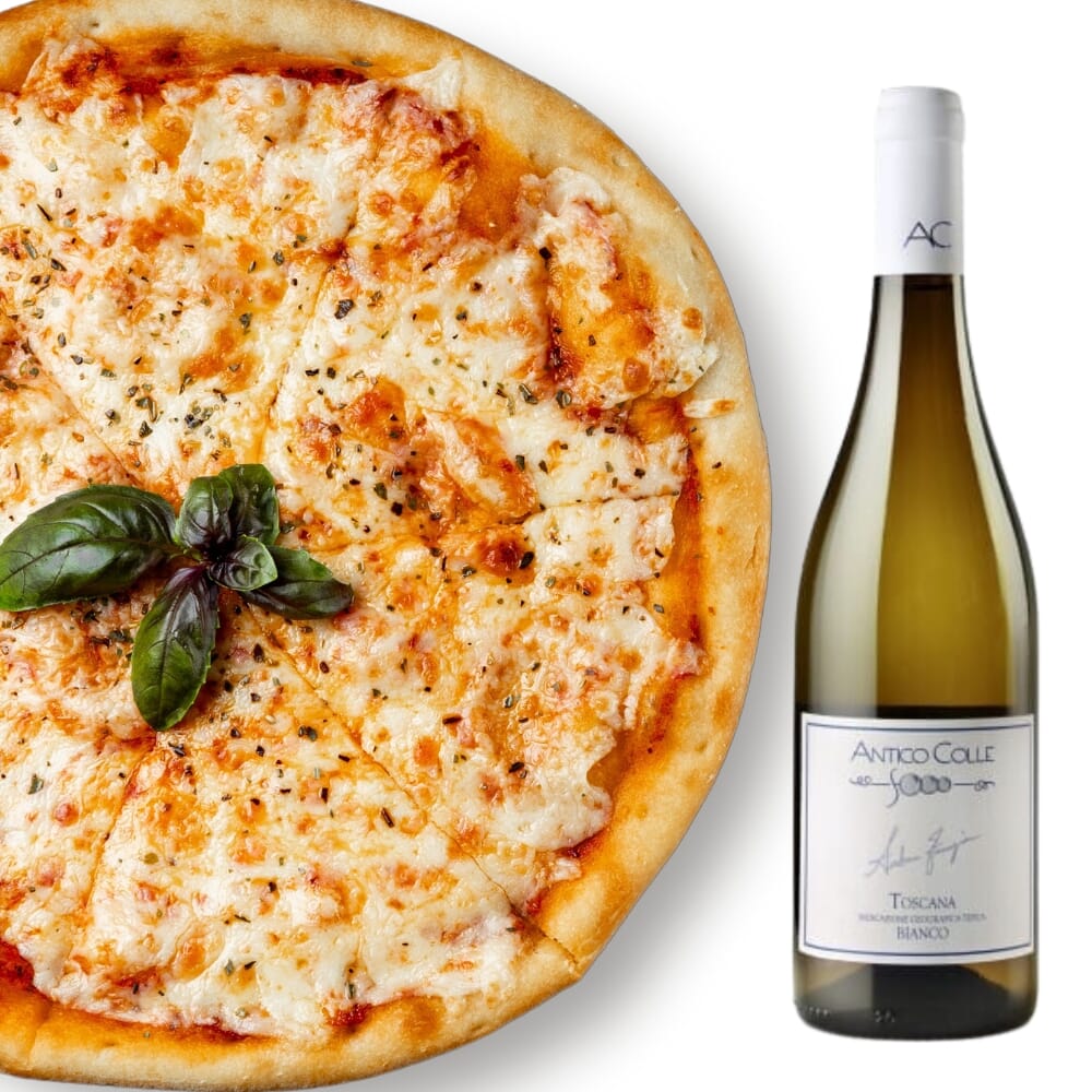 pizza e vino bianco Antico Colle